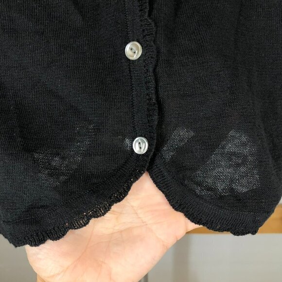 TOMMY BAHAMA NWT Lea 100% Linen Scalloped Black 3/4 Sleeve Cardigan  Sz L - Picture 4 of 8